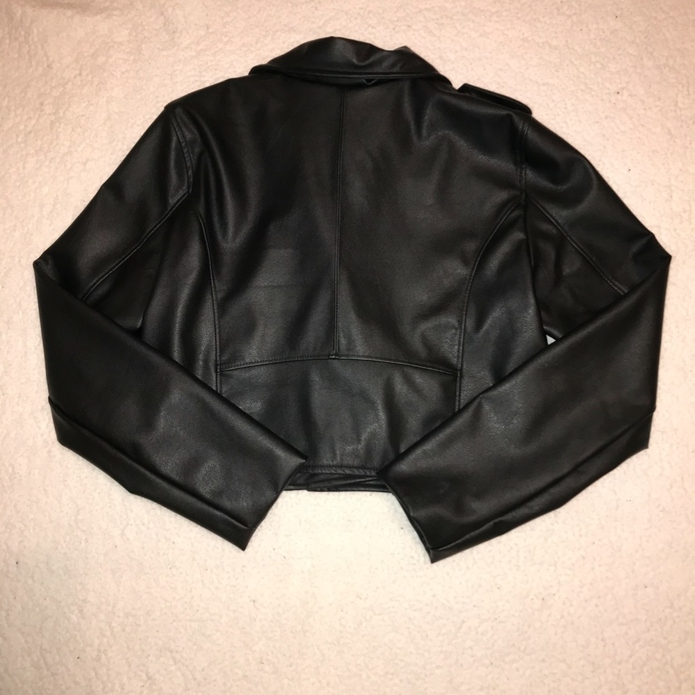 NWOT black biker jacket with zippers - Picture 2 of 3